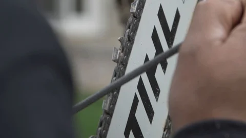 Sharpen Chainsaw Stock Footage 121336832