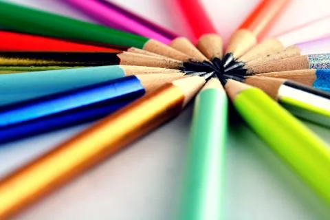 Sharpened Colorful Pencils Stock Photos