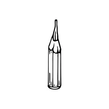 Sharpened graphite pencil sketch. Line art artist tool. Hand drawn doodle v.. Stock Illustration