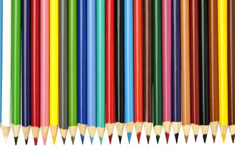 Sharpened multi colored pencil crayons Stock Photos
