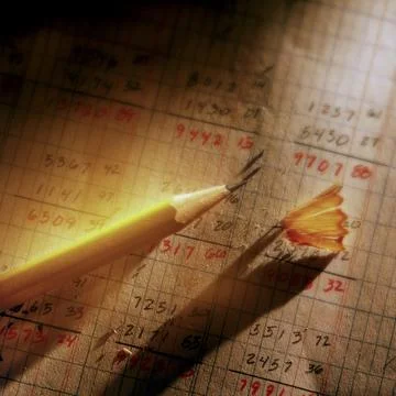 Sharpened Pencil and Numbers Fotos Stock