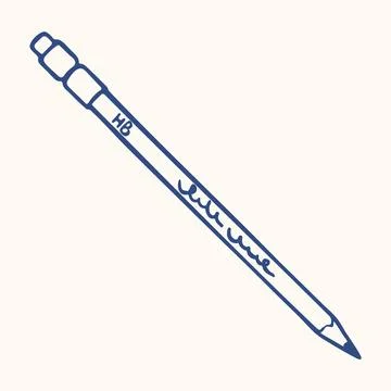 Sharpened Pencil with Eraser, HB Mark and Wavy Scribble. Hand Drawn Doodle St Stock Illustration