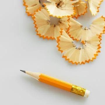 Sharpened pencil on white background. High angle view Stock Photos