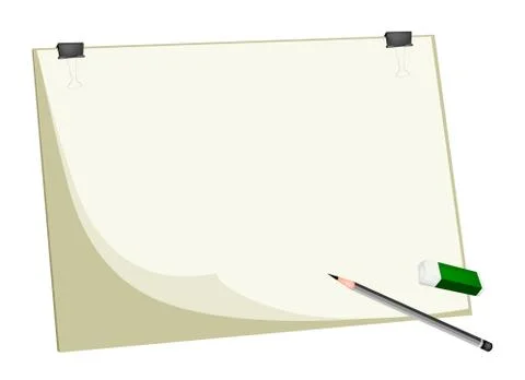 Sharpened Pencils and Eraser on Blank Clipboard Stock Illustration
