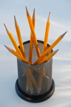Sharpened pencils in jar 스톡 사진