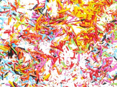 Sharpened pencils shavings background Stock Photos