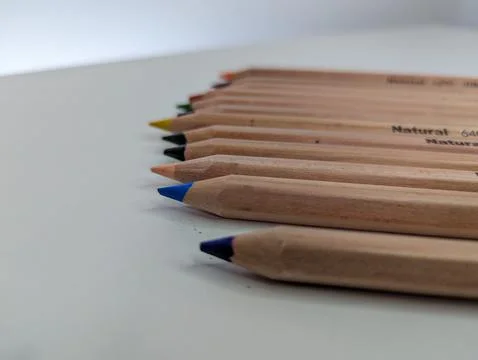 Sharpened pencils at the table Stock Photos