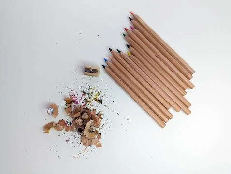Sharpened pencils at the table Stock Photos
