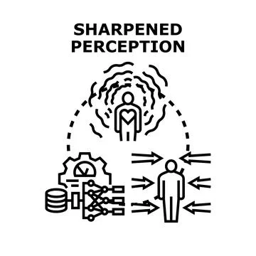 Sharpened perception concept maximizing sensory input for understanding Stock Illustration