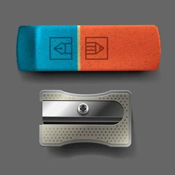 Sharpener and eraser Sharpener and eraser, vector Eps10 illustration. Copy... Stock Photos
