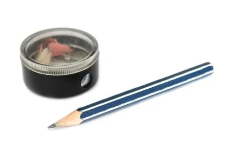 Sharpener and pencil Stock Photos