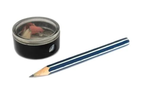 Sharpener and pencil Stock Photos
