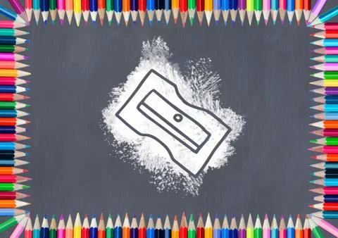 Sharpener on blackboard Stock Photos