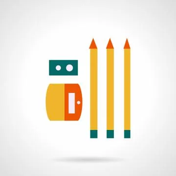 Sharpener with pencils flat color vector icon 库存插图