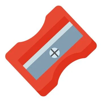 Sharpener in Red Color With Gray and White Details on Plain Background Stock Illustration