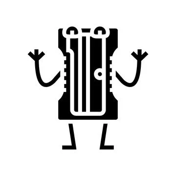 Sharpener school character glyph icon vector illustration Illustrazione stock