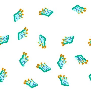Sharpener school character isometric icon seamless pattern Stock Illustration