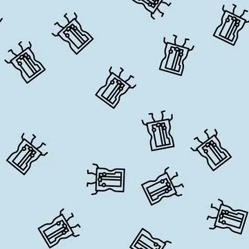 Sharpener school character line vector seamless pattern Stock Illustration