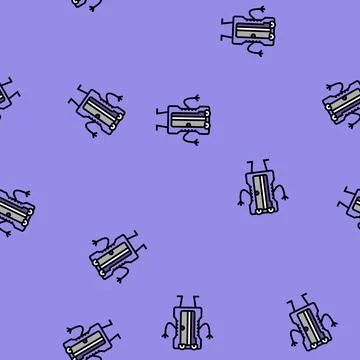 Sharpener school character vector seamless pattern 스톡 일러스트