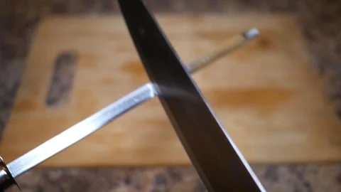 Sharpening a Chef's Knife Stock Footage
