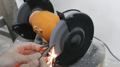 Sharpening The Cutter On The Machine Stock Footage 136746369