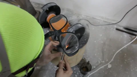 Sharpening The Cutter On The Machine Stock Footage 136749070