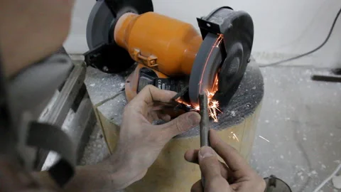 Sharpening The Cutter On The Machine Video stock 137405782