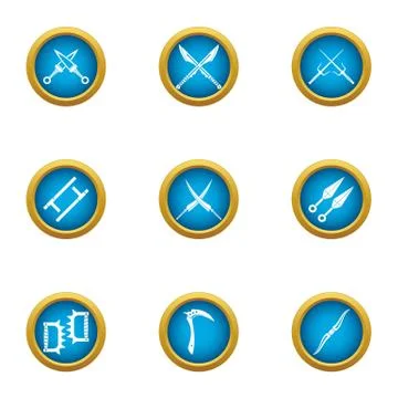 Sharpening icons set, flat style Stock Illustration