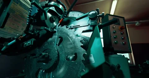 Sharpening an industrial circular saw. Circular saw blade for sawing timber Vídeo Stock 157850398
