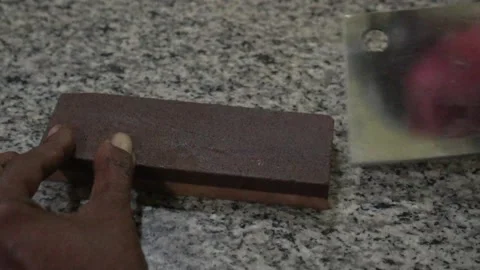 Sharpening Kitchen Knife Stock Footage 220528856