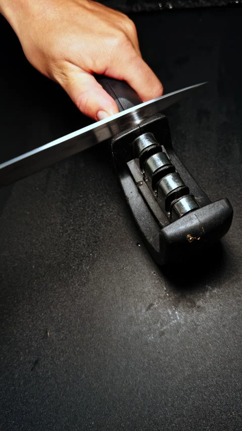 Sharpening a Kitchen Knife manual Stock Footage 277104026