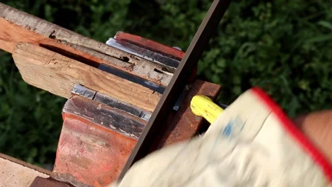 Sharpening knife with a file Stock Footage 150716612