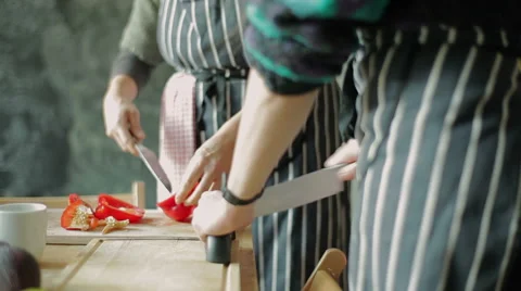 Sharpening Knives in the Kitchen Stock Footage 50614205
