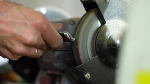 Sharpening lathe cutter on the machine Stock Footage 82811073