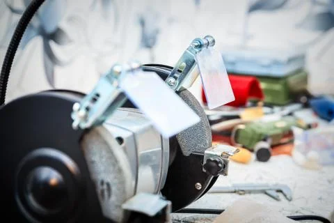 Sharpening machine and tools Stock Photos
