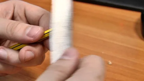 Sharpening pencil with a knife Stock Footage 72849933