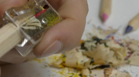 Sharpening pencil red, 4k Stock Footage 61492617