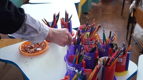 Sharpening of pencils. Stock Footage 74772337