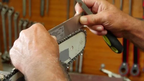 Sharpening saws Stock Footage 78350339