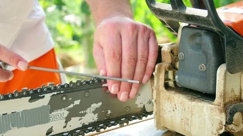 Sharpening saws Stock Footage 78500890