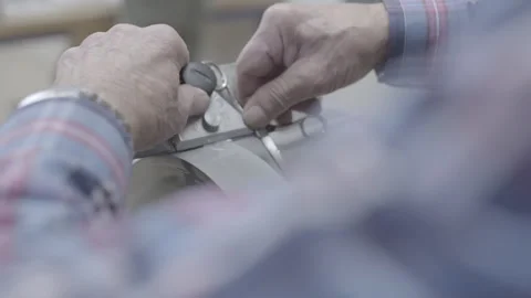 Sharpening Scissors On A Special Machine Stock Footage 264041027