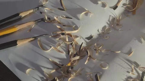 Sharpening a simple pencil with a knife. work with hand carpentry tools Stock Footage 160618192