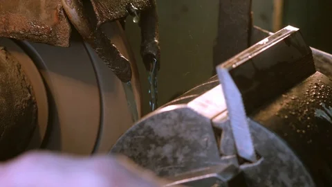 Sharpening of the tool behind the factory Stock Footage 95772981
