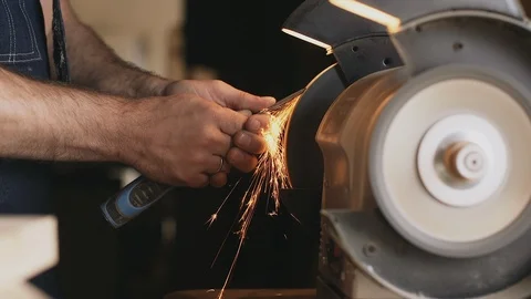 Sharpening of a tool on grinding machine Stock Footage 89304510