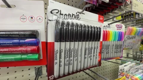 Sharpie Permanent Markers - Wide - Davenport, IA - Feb. 9, 2026 Stock Footage 328652226