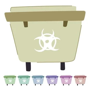 Sharps medical waste bin vector cartoon graphic Illustrazione stock