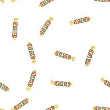Shashlik bbq fried meat vector seamless pattern Stock Illustration