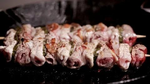 Shashlik in a pan Stock Footage 109068841