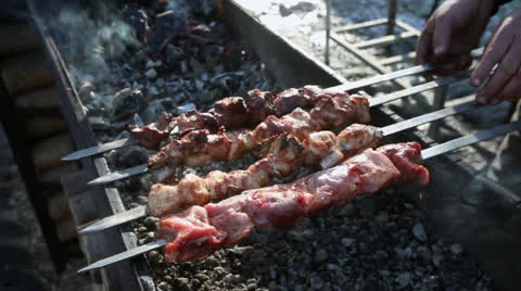 Shashlyk BBQ Stock Footage 22609071