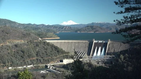 Shasta Dam gates opened  Stock Footage 72635318